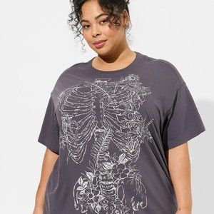 TORRID Floral Cage Oversized Fit Cotton Crew Neck Tee